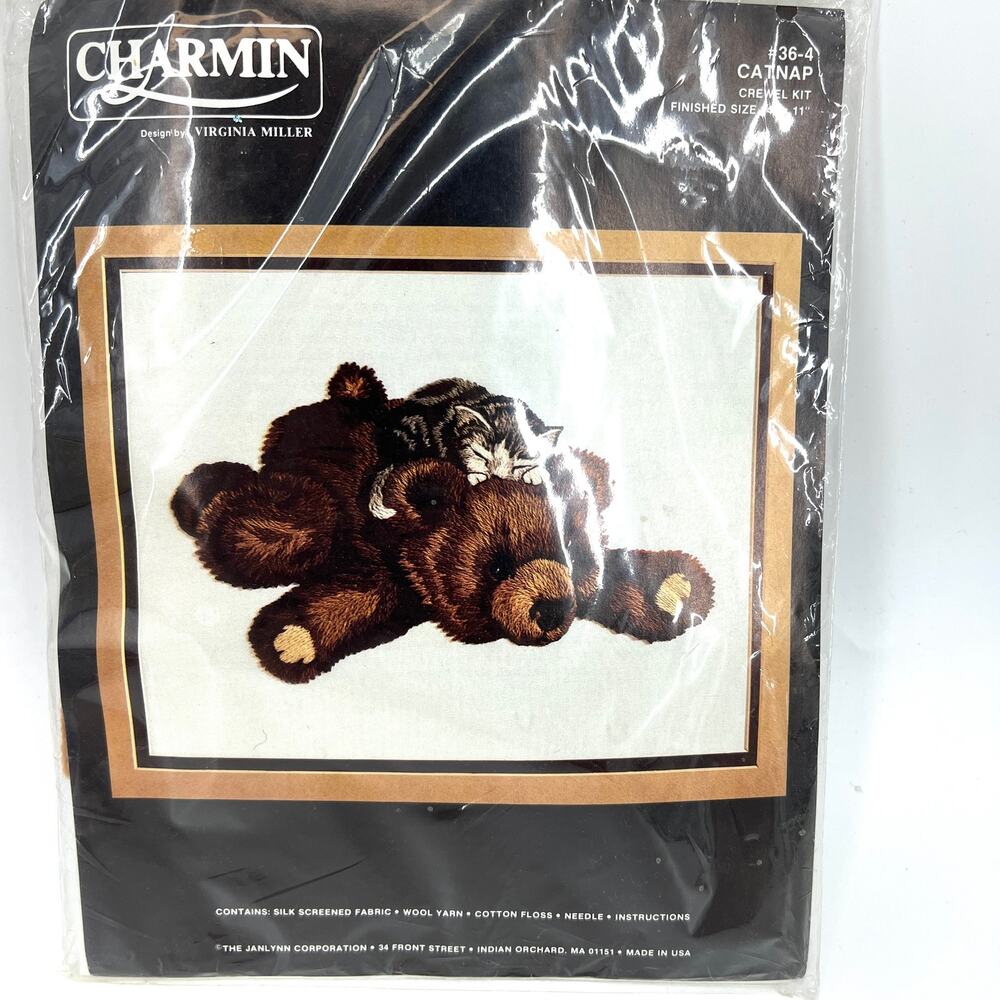Vintage Charmin Crewel Kit Catnap 36-4 New Sealed in Package